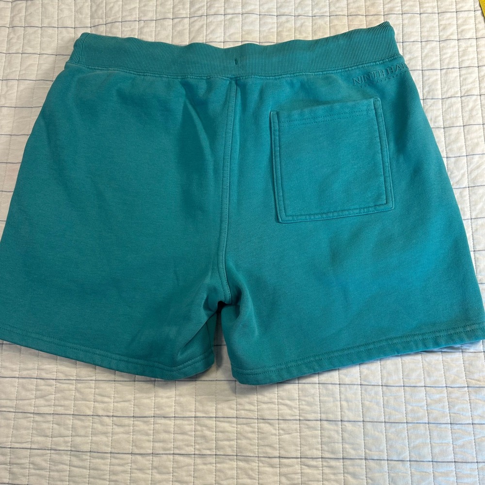 Ninth Hall Fundamentals Mens Teal Fleece Shorts Size L Organic Cotton Blend - Picture 5 of 9